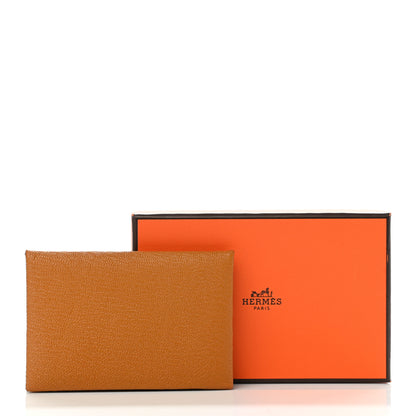 Hermes Chevre Mysore Verso Calvi Card Case Caramel Mauve Sylvestre 7 of 7