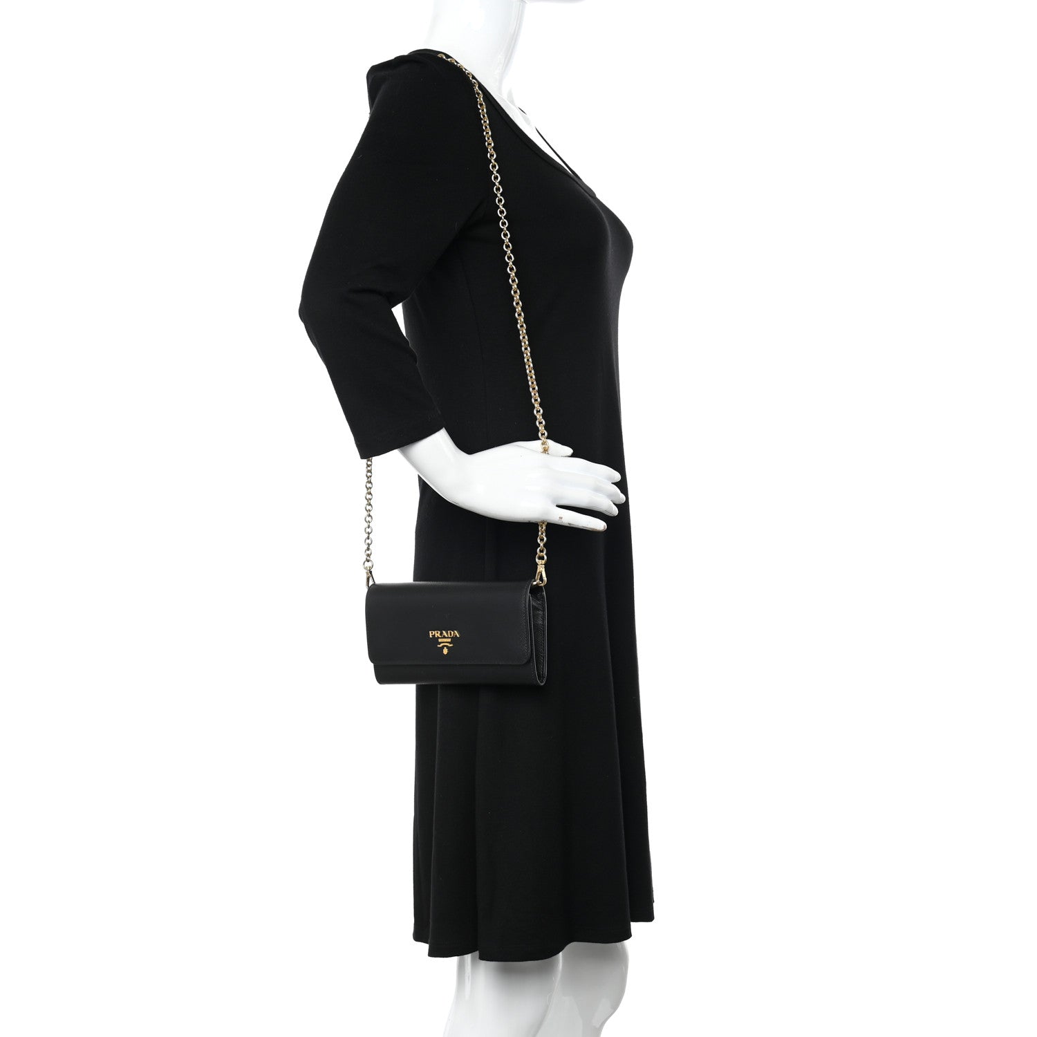 Prada Saffiano Wallet on Chain Black 2 of 10