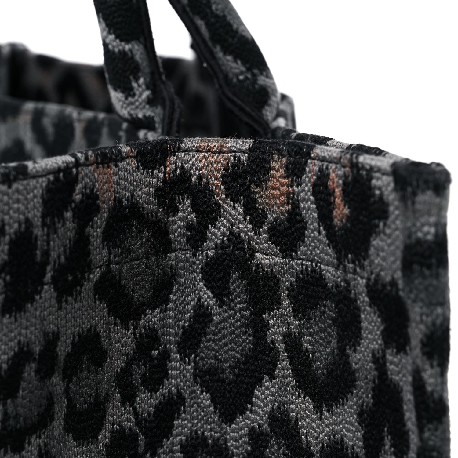 Christian Dior Canvas Mizza Embroidered Large Leopard Book Tote Grey 13 of 16