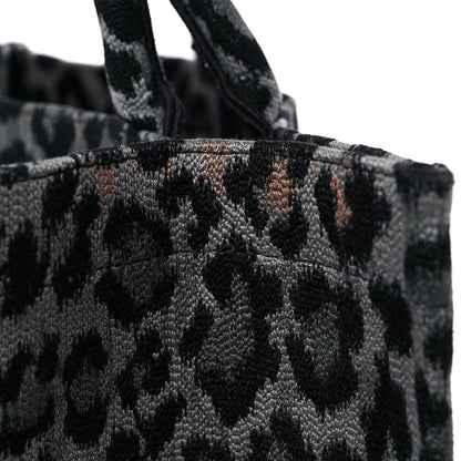 Christian Dior Canvas Mizza Embroidered Large Leopard Book Tote Grey 13 of 16