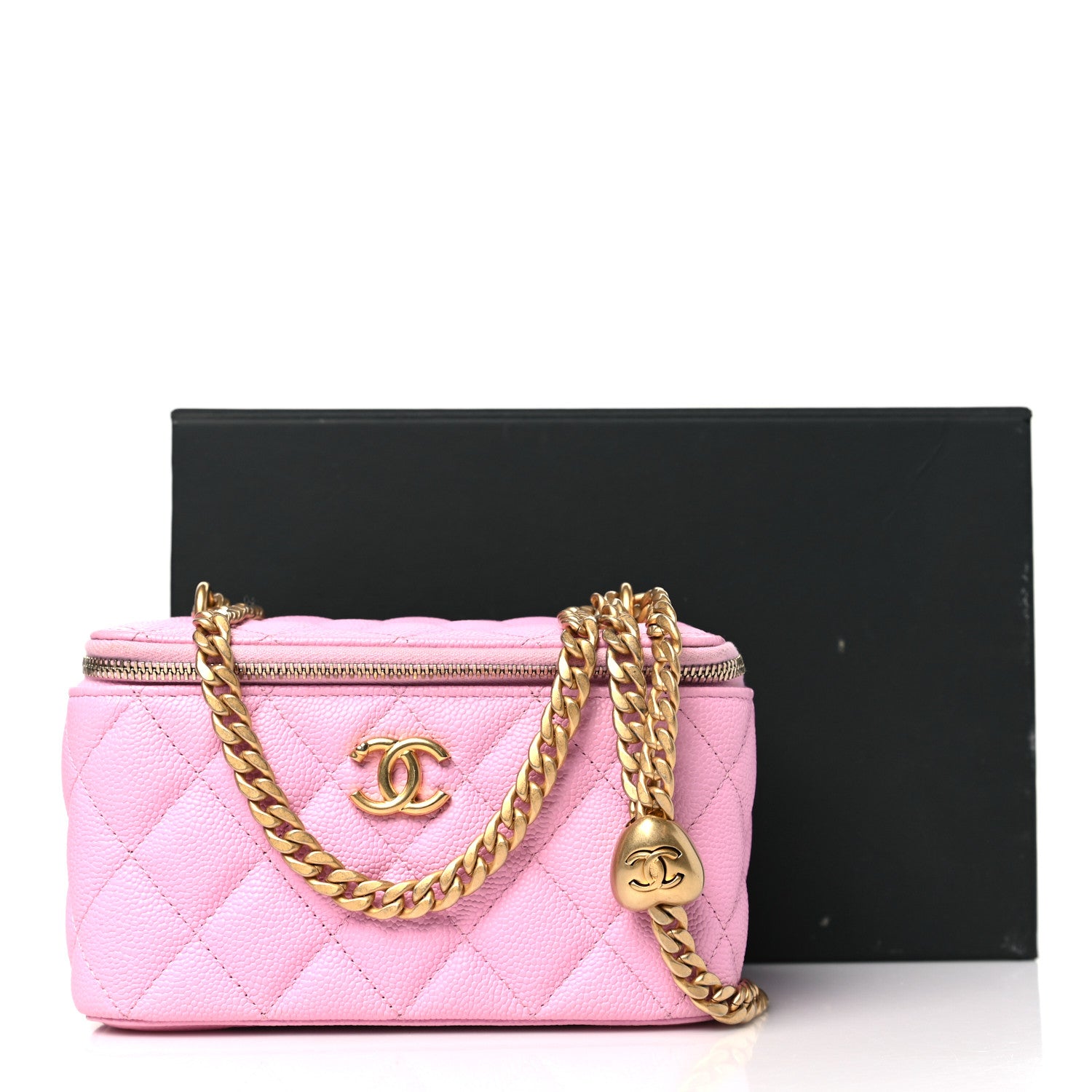 Chanel Caviar Quilted Sweetheart Vanity Case Pink 11 of 11