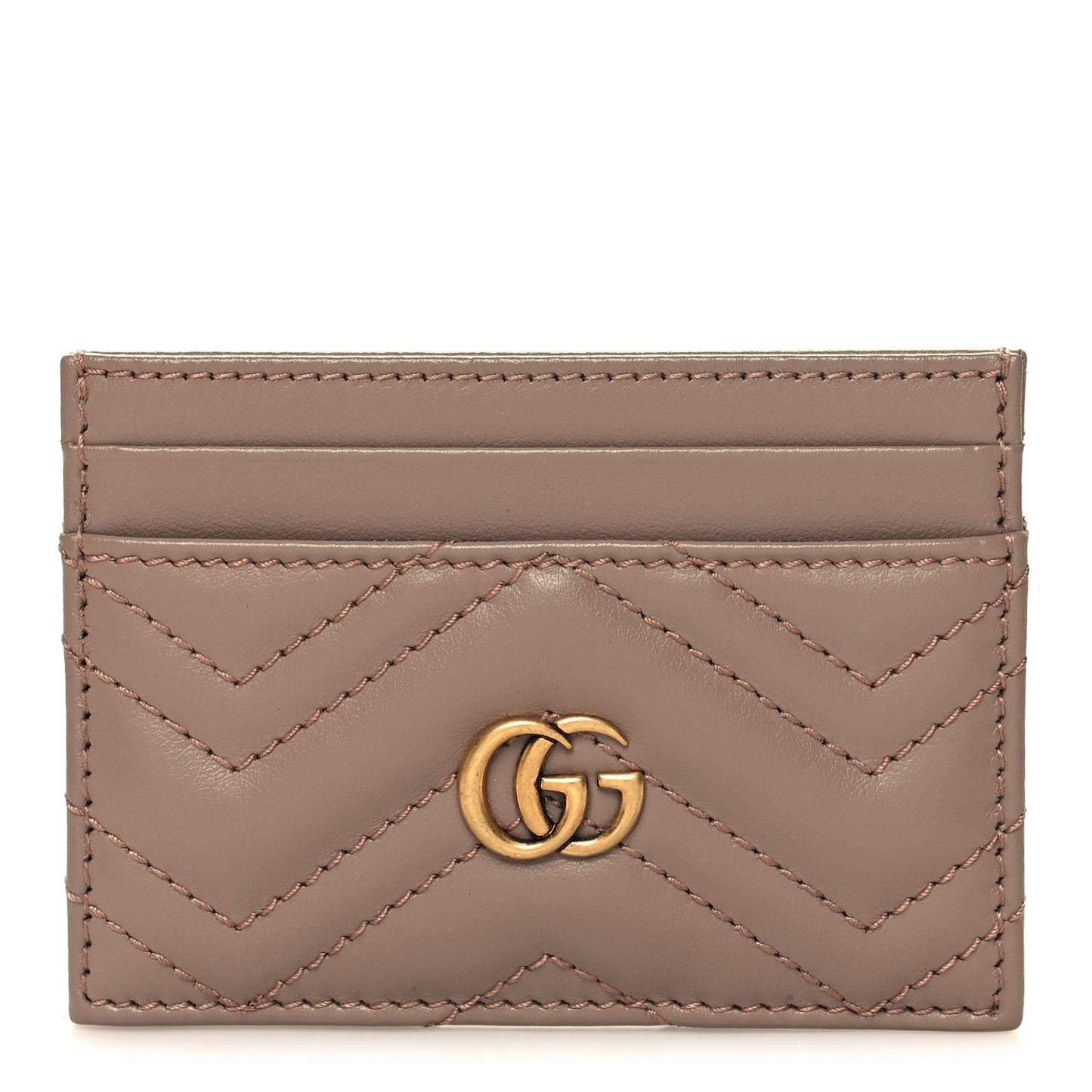 Calfskin Matelasse GG Marmont Card Holder Porcelain Rose