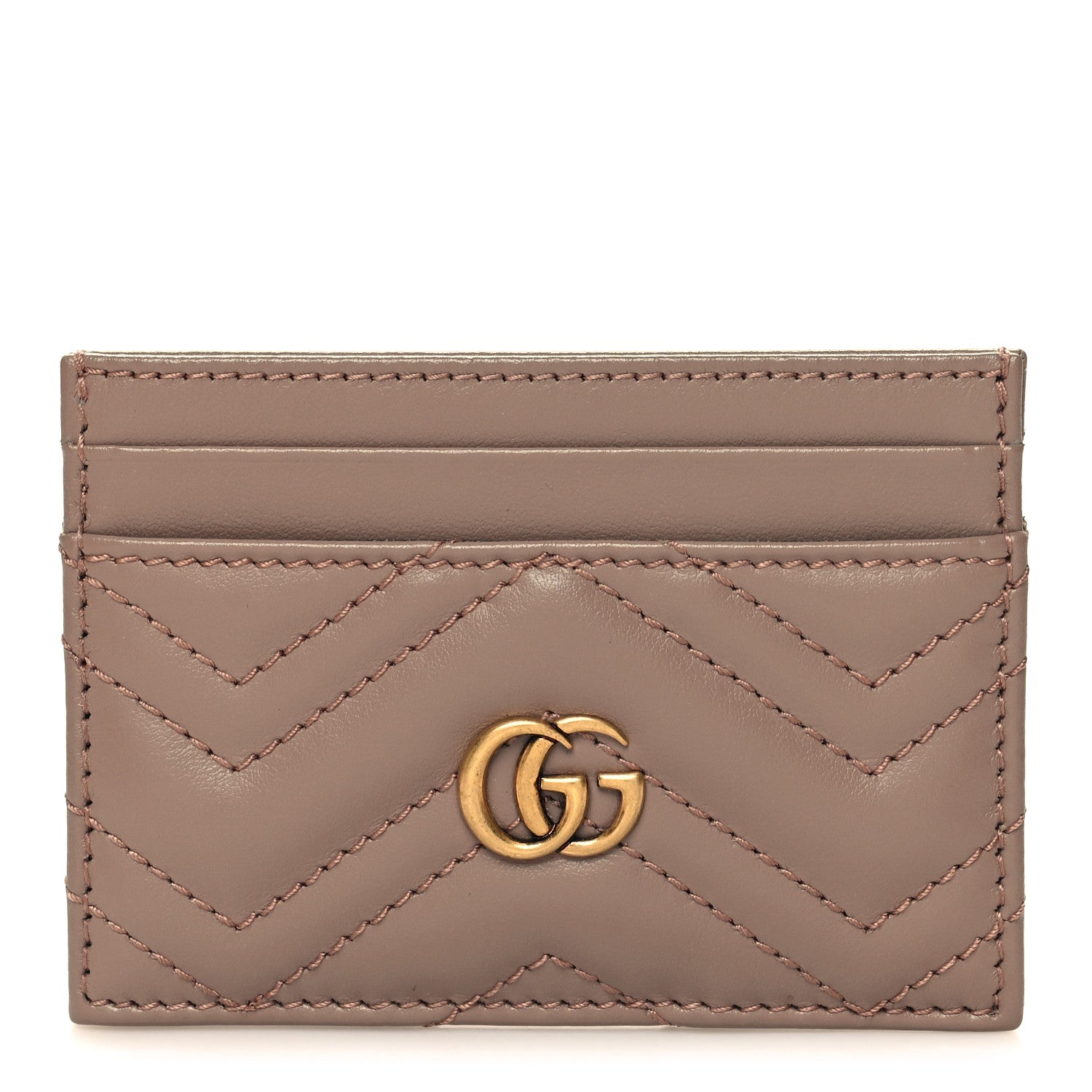 Gucci Calfskin Matelasse GG Marmont Card Holder Porcelain Rose 1 of 7
