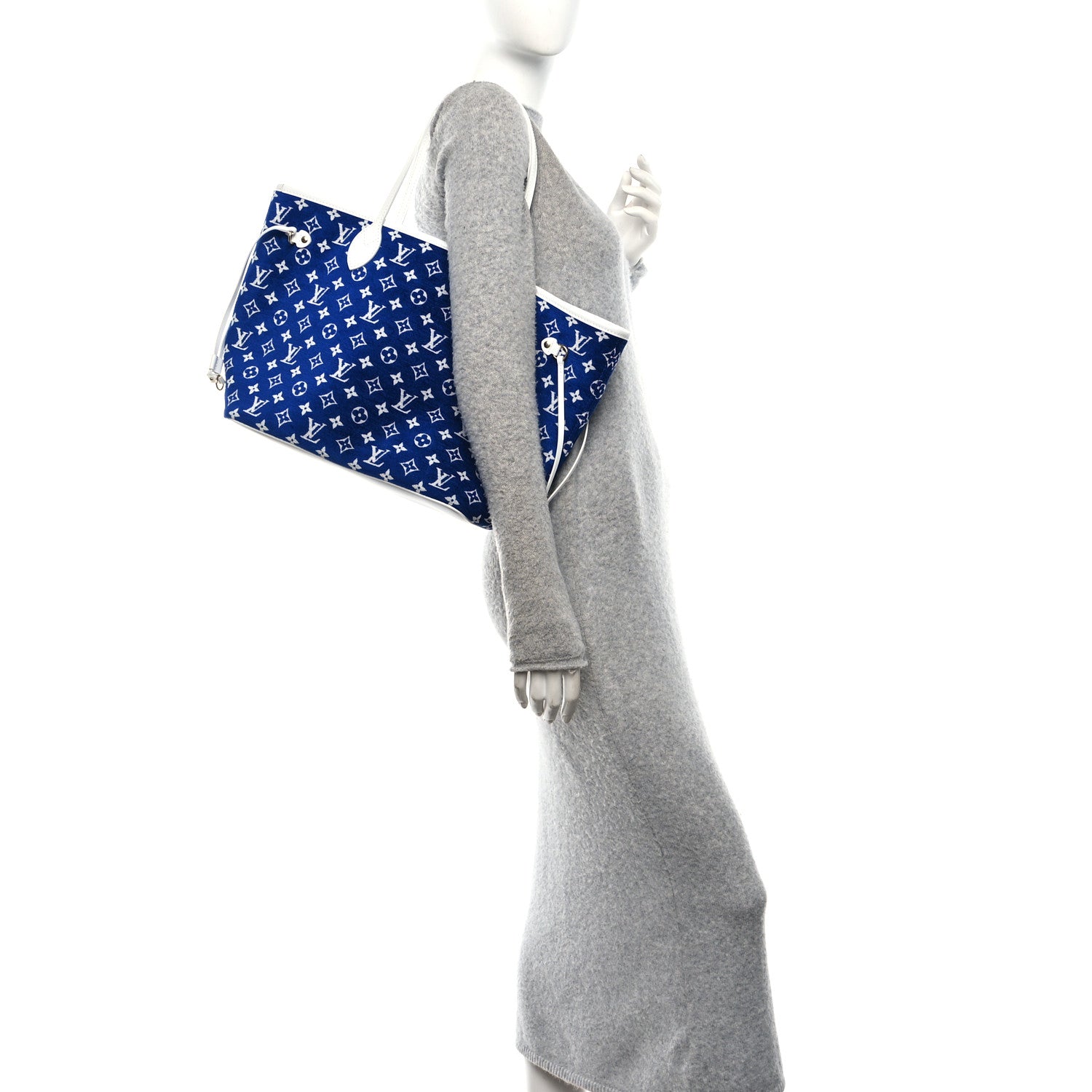 Louis Vuitton Jacquard Velvet Monogram LV Match Neverfull MM Bleu 2 of 10