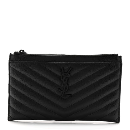 Saint Laurent Grain De Poudre Chevron Monogram Monochrome Bill Pouch Black 1 of 7