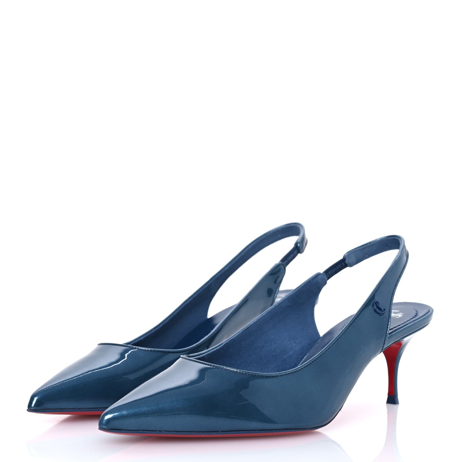 Christian Louboutin Patent Sporty Kate Slingback 55 Pumps 40 Denim 4 of 10