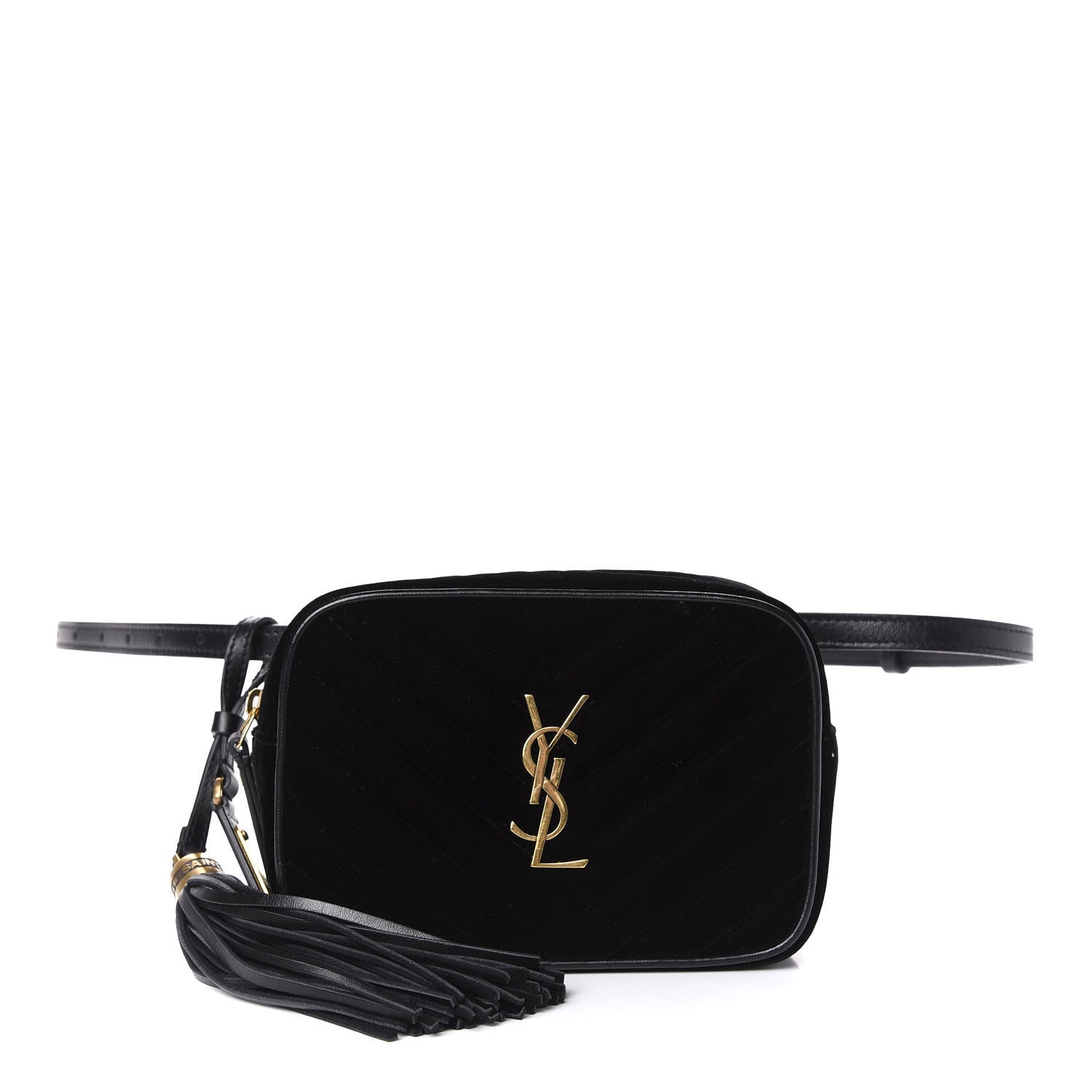 Saint Laurent Velour Matelasse Monogram Lou Belt Bag Black 1 of 10