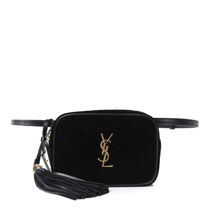 Saint Laurent Velour Matelasse Monogram Lou Belt Bag Black 1 of 10