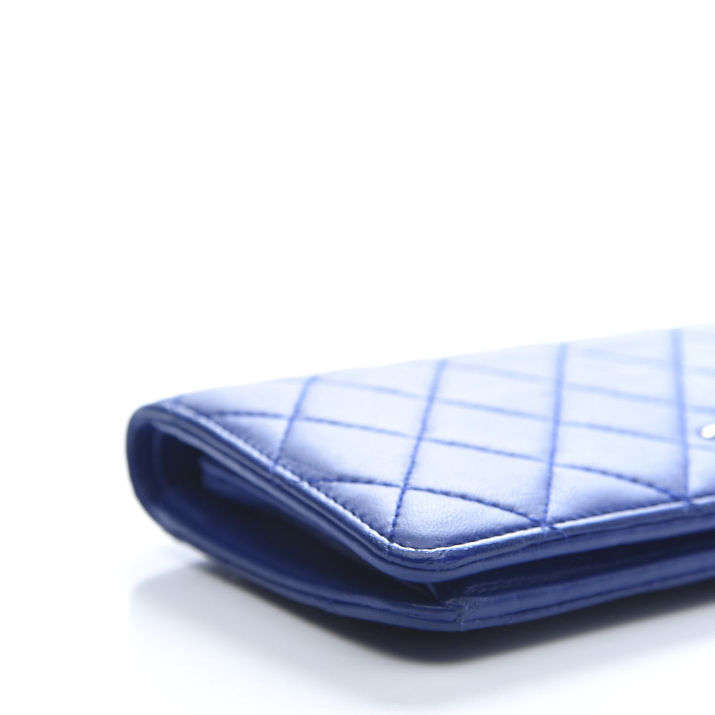 Lambskin Quilted Yen Wallet Blue