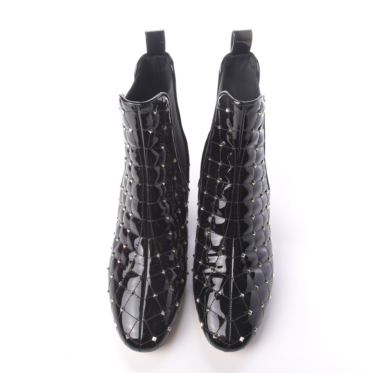 Patent Rockstud Spike Chelsea Ankle Boots 39 Black
