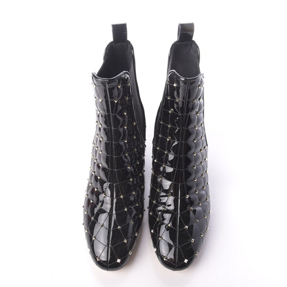 Valentino Garavani Patent Rockstud Spike Chelsea Ankle Boots 39 Black 6 of 11