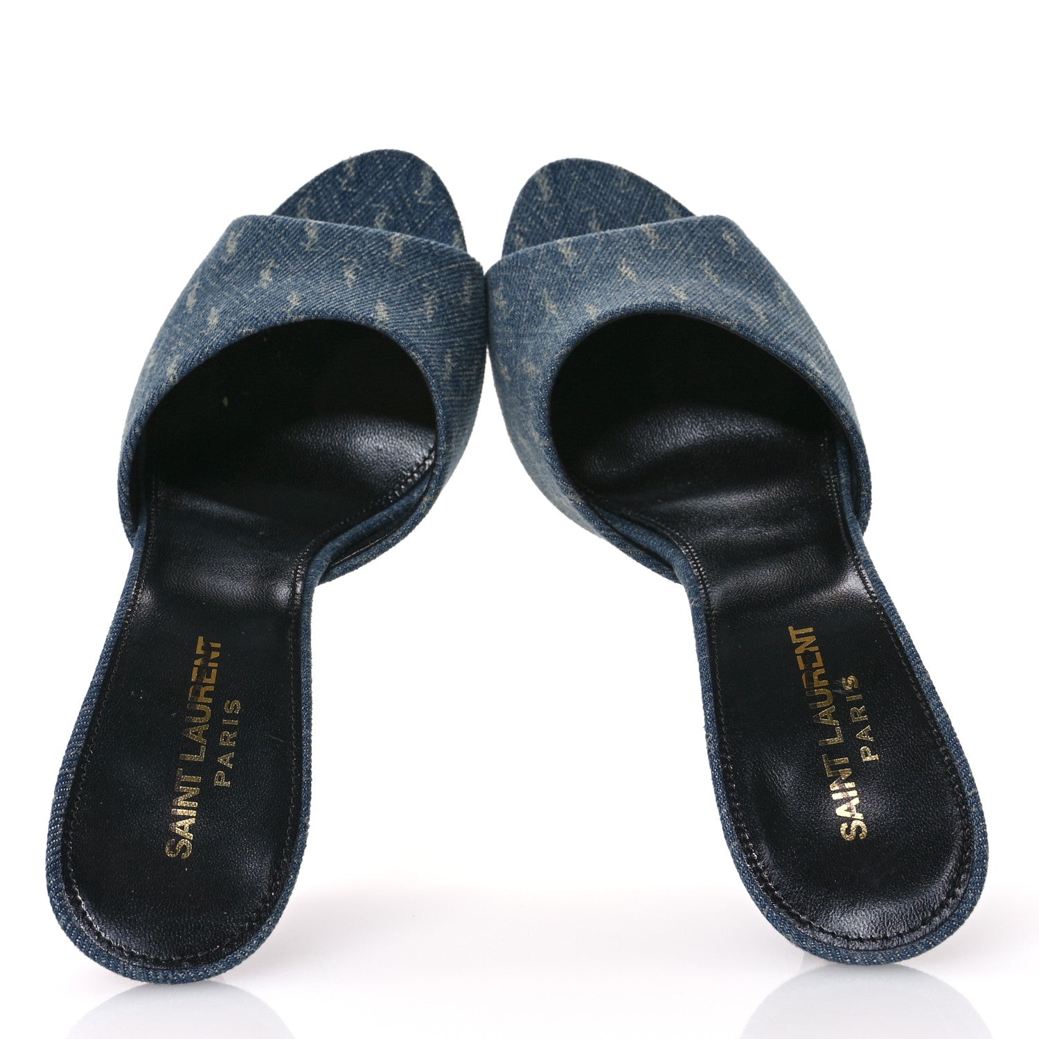 Saint Laurent Denim Monogram La 16 Mule Sandals 39 Blue Jeans 2 of 10