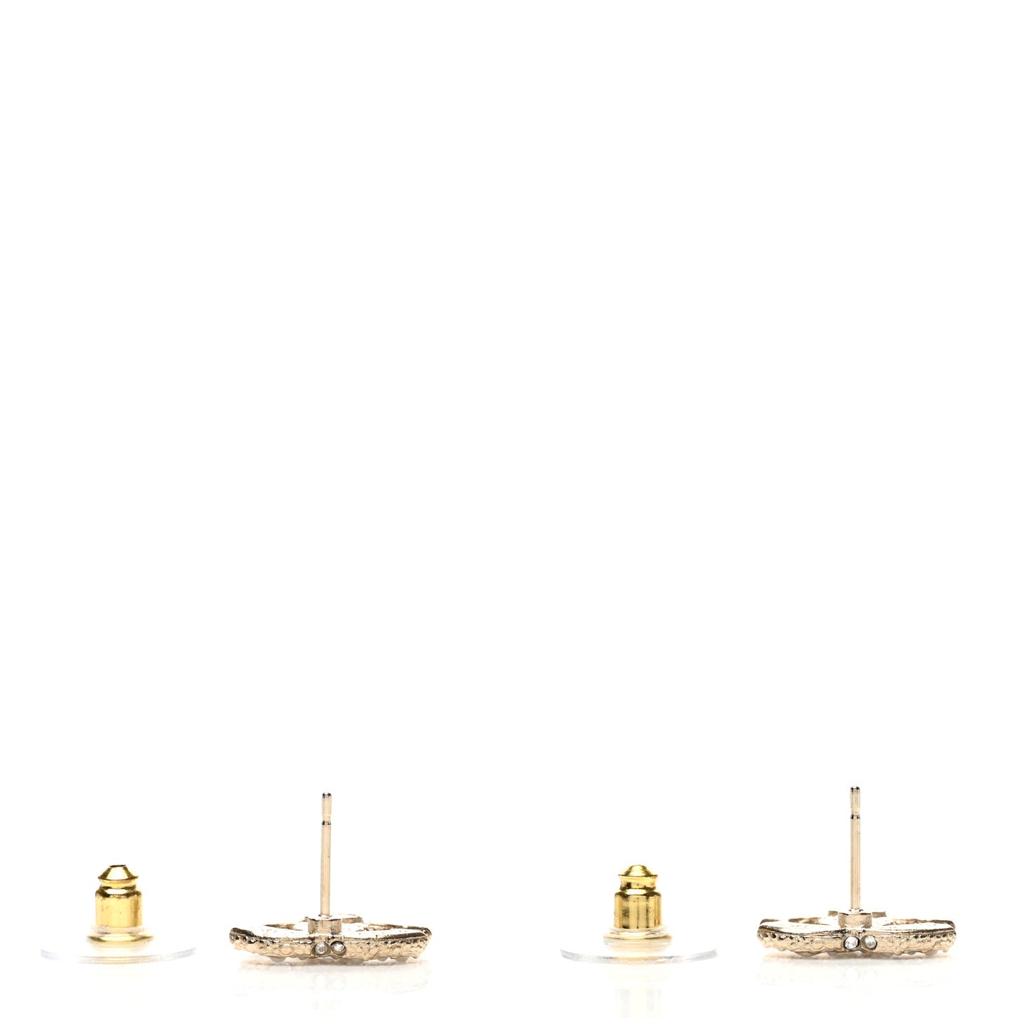 Metal Graduated Pearl Crystal CC Earrings Light Gold