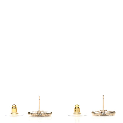 Chanel Metal Graduated Pearl Crystal CC Earrings Light Gold 3 of 4