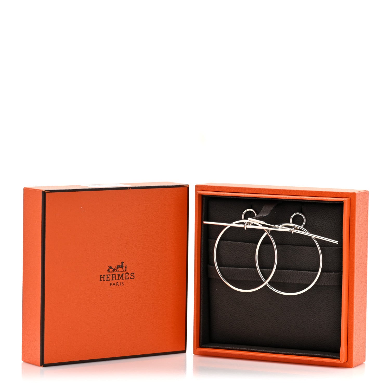 Hermes Sterling Silver MM Loop Earrings 5 of 5