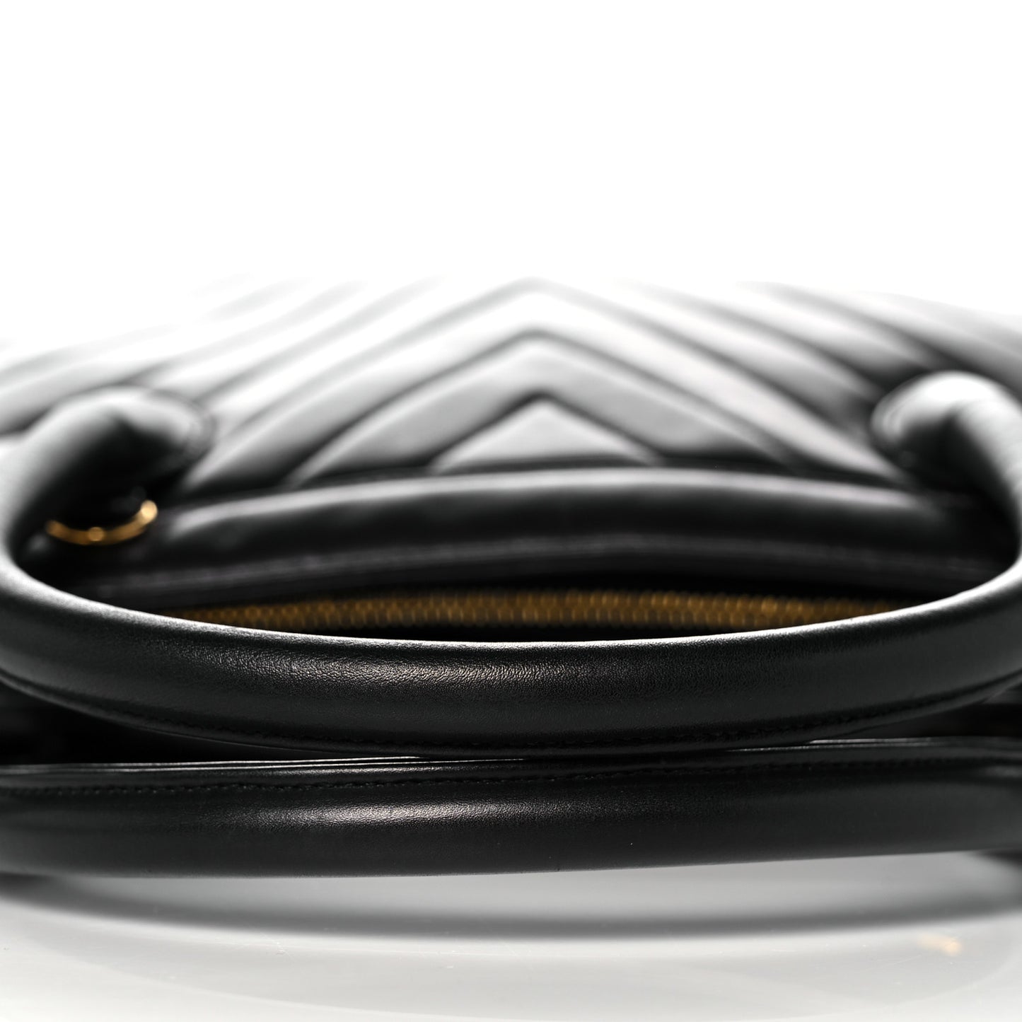 Lambskin Chevron Quilted Top Handle Bag Black