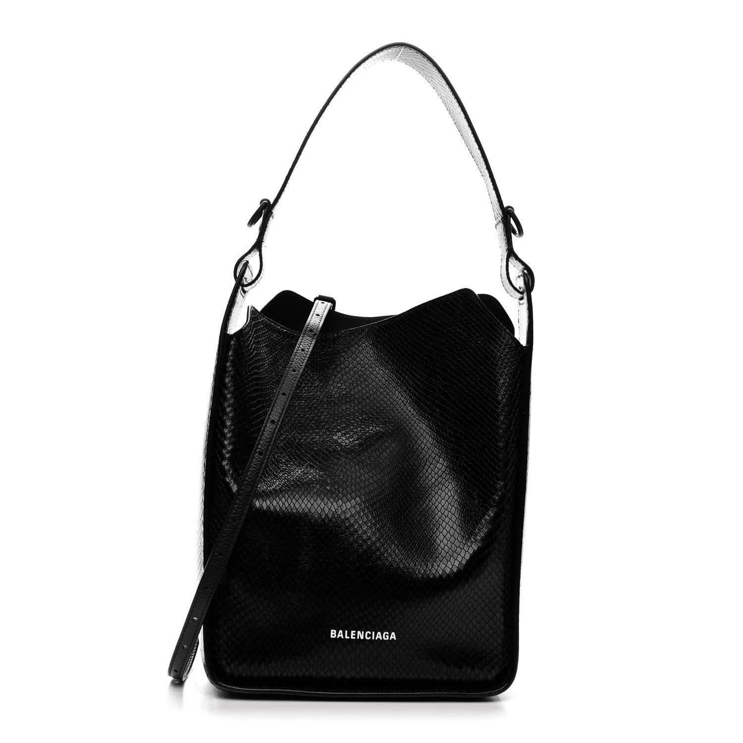 Balenciaga Extra Supple Calfskin Snakeskin Embossed Calfskin Small Tool 2.0 North-South Tote Black 1 of 12