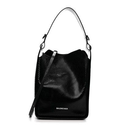 Balenciaga Extra Supple Calfskin Snakeskin Embossed Calfskin Small Tool 2.0 North-South Tote Black 1 of 12
