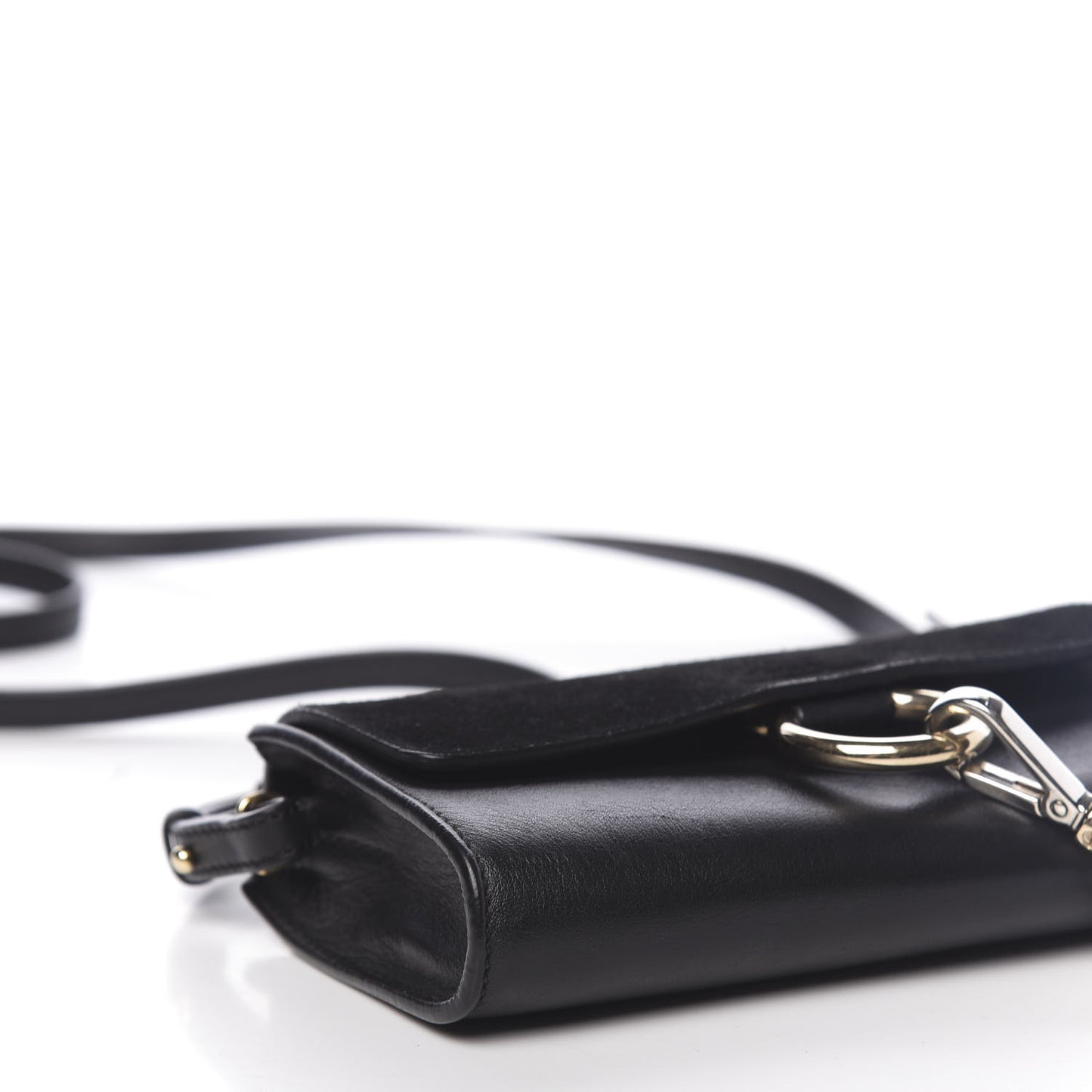Suede Calfskin Mini Faye Shoulder Bag Black