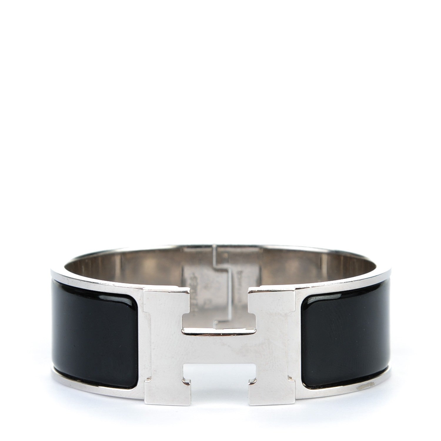 Hermes Enamel Wide Clic Clac H Bracelet GM Black 1 of 5
