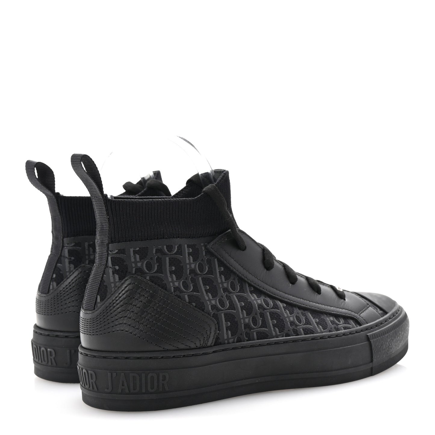 Technical Canvas Mesh Calfskin Womens Matte Oblique Walk'n Dior High Top Sneakers 36.5 Black