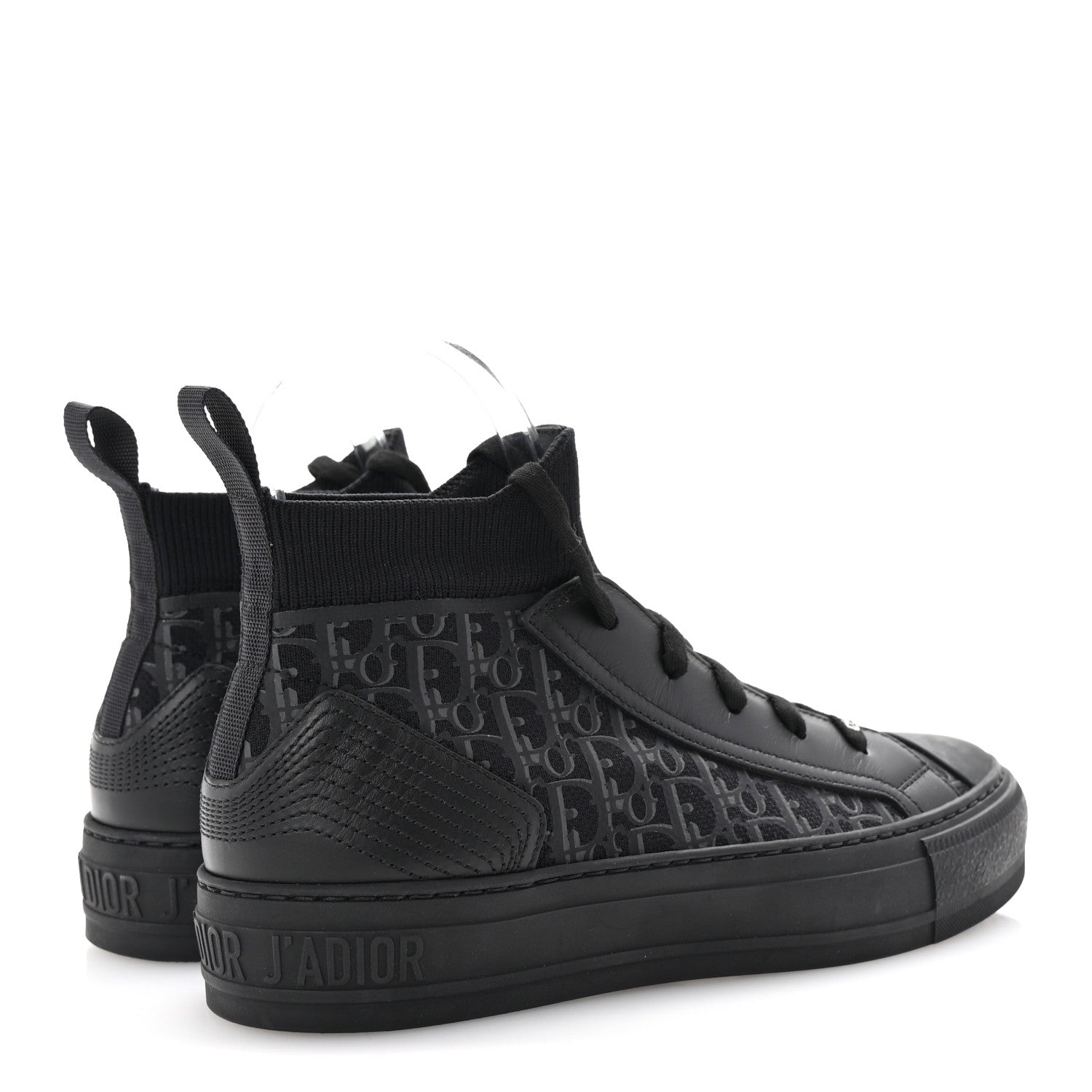 Christian Dior Technical Canvas Mesh Calfskin Womens Matte Oblique Walk'n Dior High Top Sneakers 36.5 Black 5 of 10