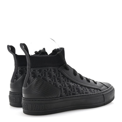 Christian Dior Technical Canvas Mesh Calfskin Womens Matte Oblique Walk'n Dior High Top Sneakers 36.5 Black 5 of 10