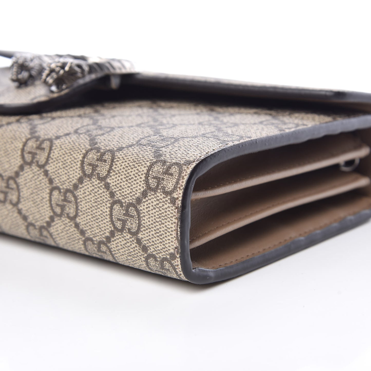 GG Supreme Monogram Mini Dionysus Chain Wallet Beige Taupe
