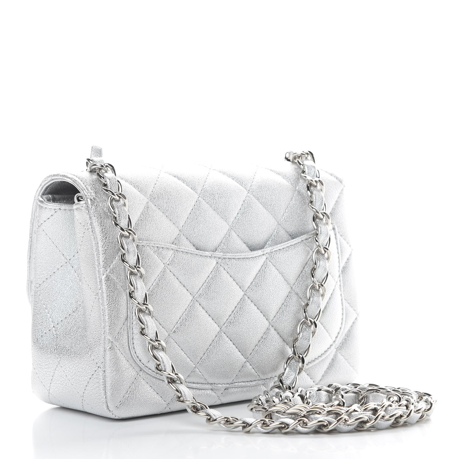 Chanel Metallic Lambskin Quilted Mini Square Flap Silver 3 of 11