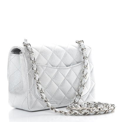 Chanel Metallic Lambskin Quilted Mini Square Flap Silver 3 of 11
