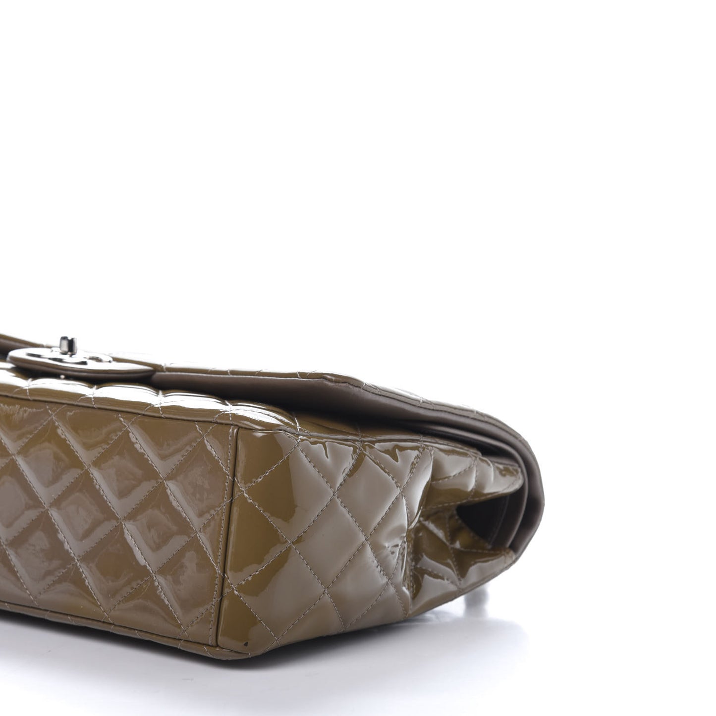 Patent Calfskin Quilted Maxi Double Flap Grey
