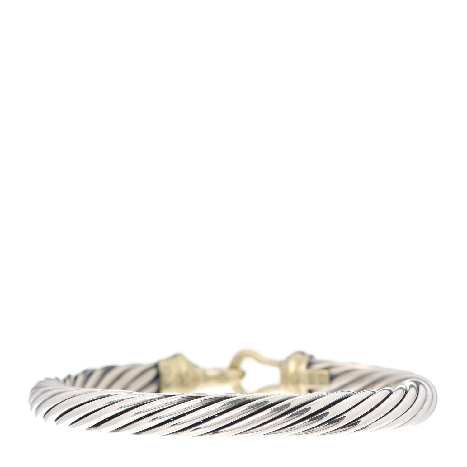 David Yurman Sterling Silver 14K Yellow Gold 7mm Cable Classic Buckle Bracelet 3 of 5