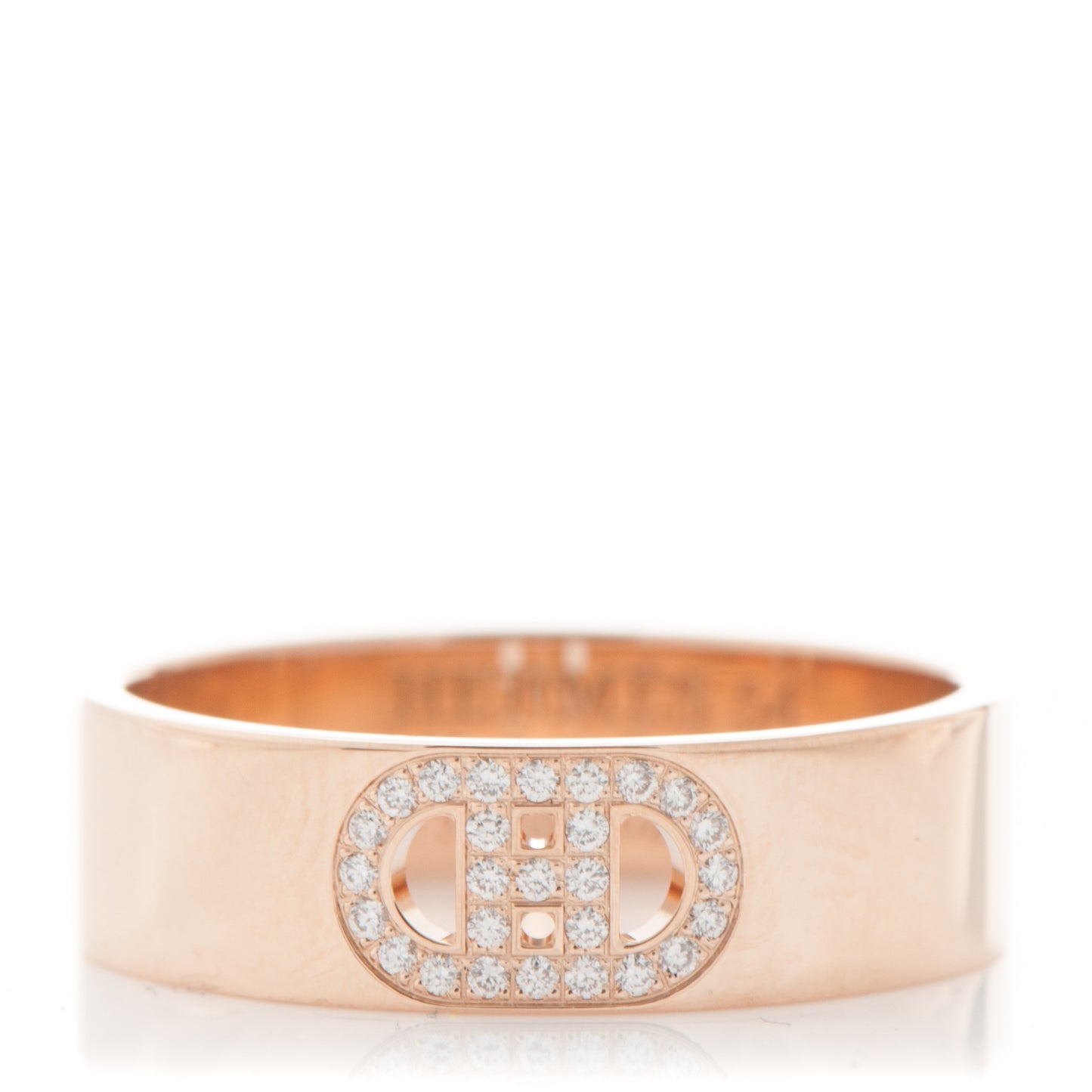 18K Rose Gold Diamond PM H D'Ancre Ring 54 7