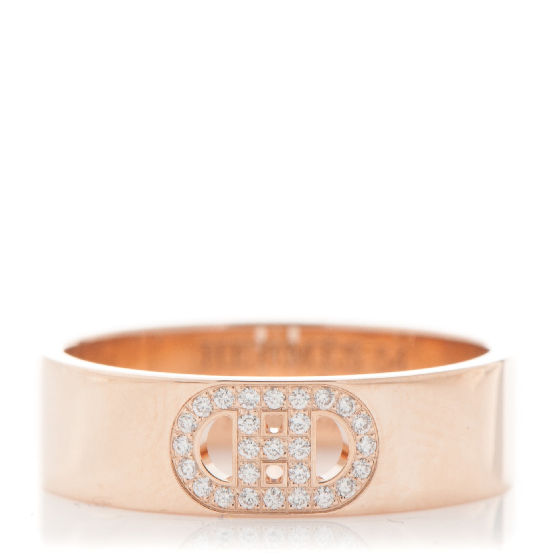 Hermes 18K Rose Gold Diamond PM H D'Ancre Ring 54 7 1 of 4