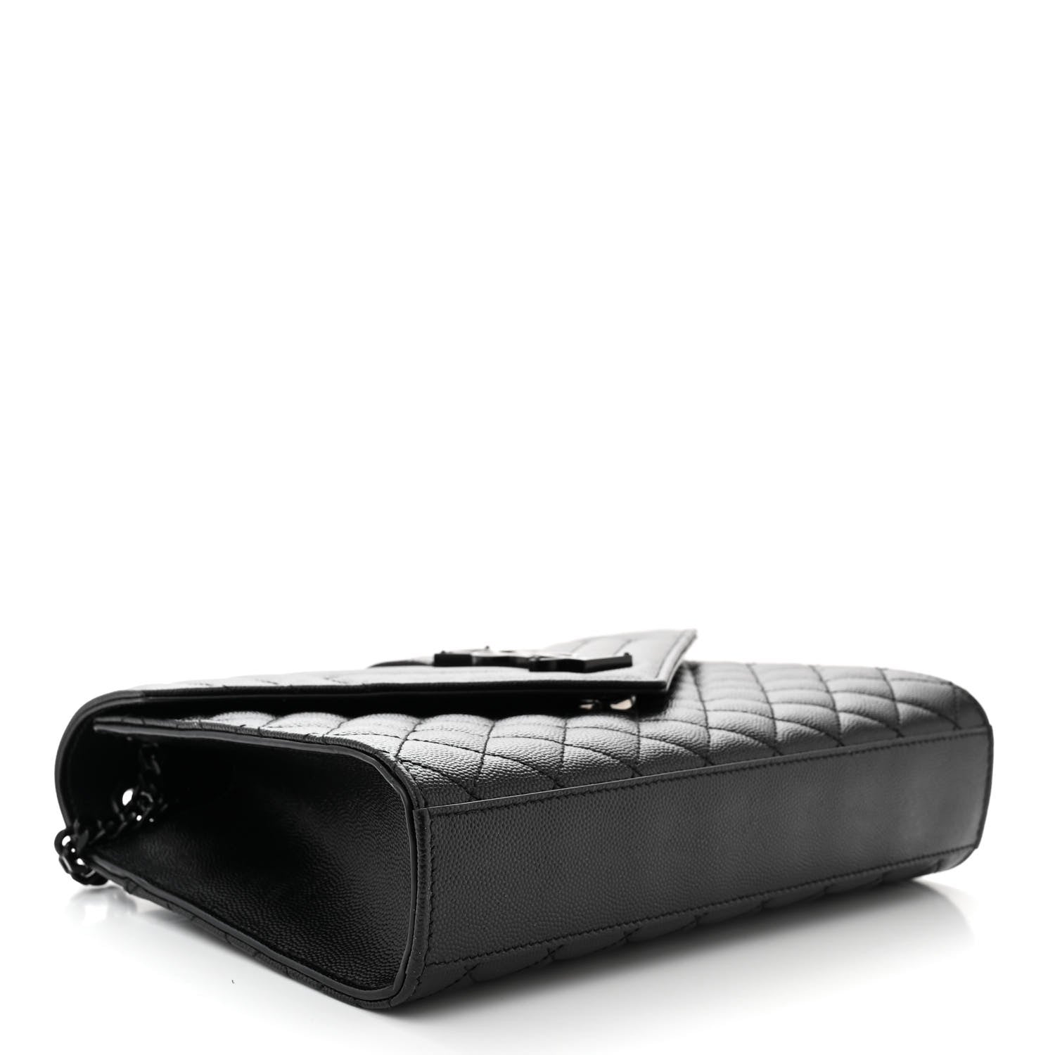 Saint Laurent Grain De Poudre Textured Mixed Matelasse Triquilt Medium Monogram Monochrome Satchel Black 4 of 10