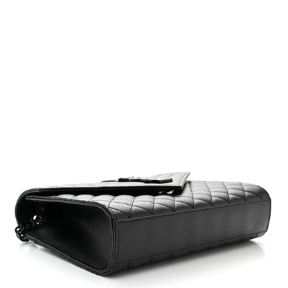 Saint Laurent Grain De Poudre Textured Mixed Matelasse Triquilt Medium Monogram Monochrome Satchel Black 4 of 10