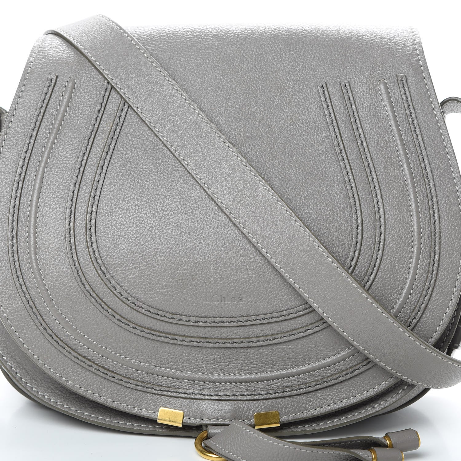 Chloe Calfskin Medium Marcie Round Crossbody Bag Cashmere Grey 9 of 16