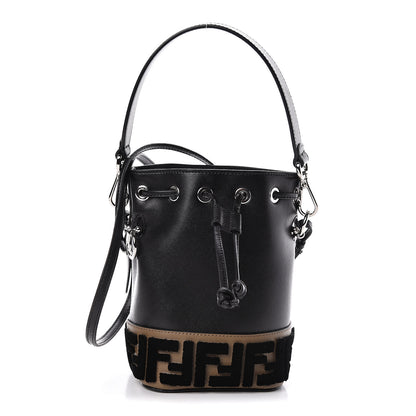 Fendi Vitello Liberty Velvet F is Fendi FF Bi-Color Mini Mon Tresor Bucket Bag Black Fango 1 of 11