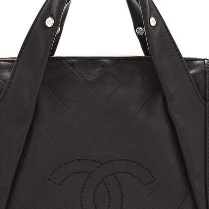 Chanel Calfskin Chevron CC All Day Long Boston Brown 8 of 13