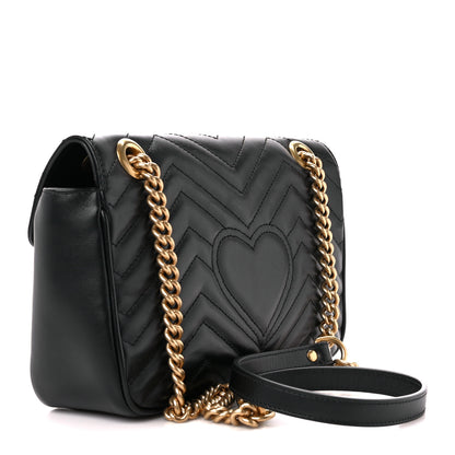 Gucci Calfskin Matelasse Small GG Marmont Shoulder Bag Black 3 of 11