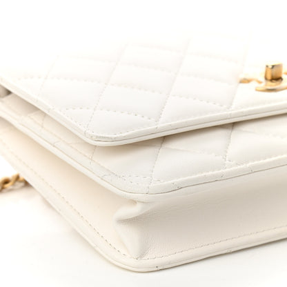 Chanel Lambskin Quilted CC Pearl Crush Wallet on Chain WOC White 18 of 23