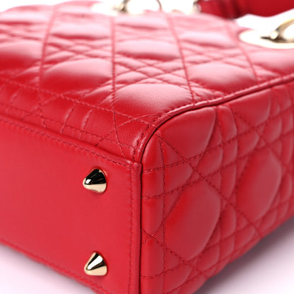 Christian Dior Lambskin Cannage Small Lucky Badges My Lady Dior Red 10 of 12