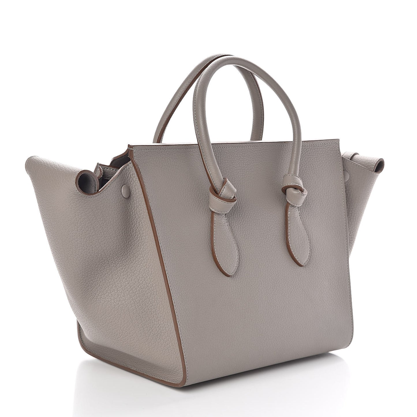 Crisped Calfskin Small Tie Knot Tote Medium Grey