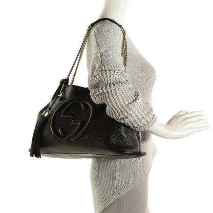 Gucci Pebbled Calfskin Medium Soho Chain Shoulder Bag Black 2 of 9