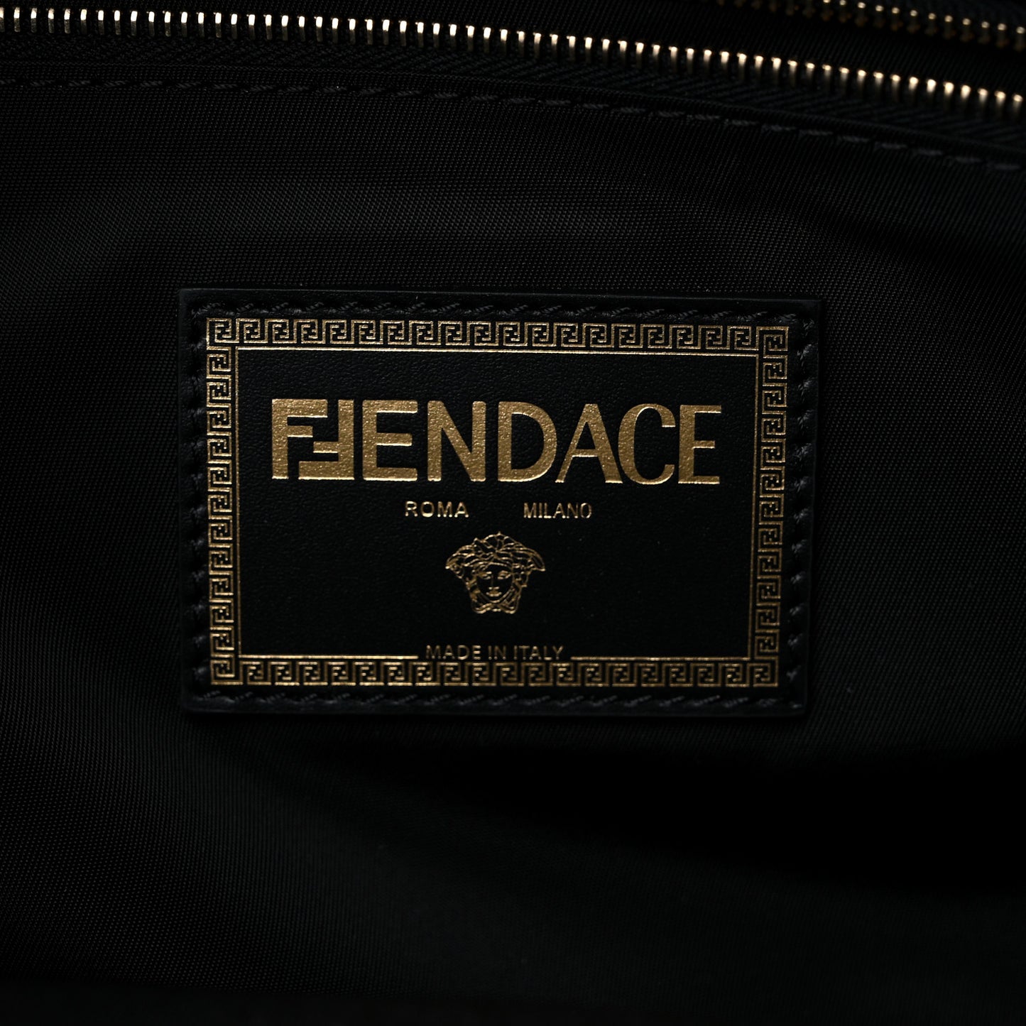 X VERSACE Silk Vitello Fendace FF Baroque Backpack Tobacco Black Gold