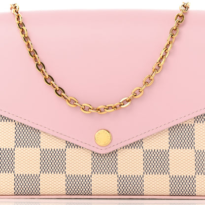 Louis Vuitton Damier Azur Calfskin Pochette Felicie Eau De Rose 9 of 11