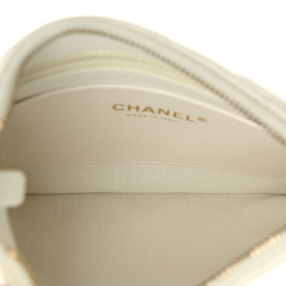 Chanel Shiny Crumpled Lambskin Quilted Trendy Chain Around Hobo White 5 of 12