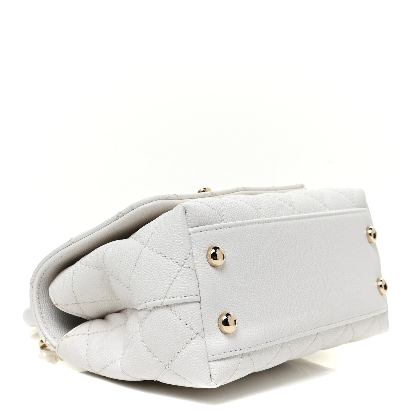 Caviar Quilted Extra Mini Coco Handle Flap White