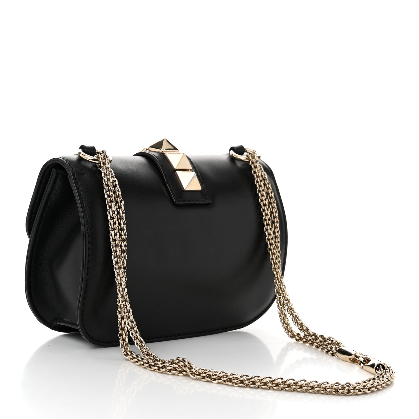 Vitello Small Glam Lock Rockstud Flap Black