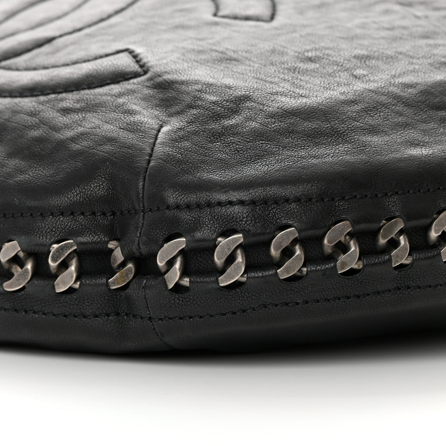 Calfskin Modern Chain Hobo Black